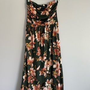 Vanilla Bay floral strapless maxi dress with pockets